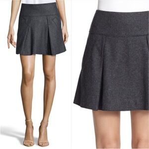 Vince Charcoal FLANNEL HIGH WAIST PLEATED FLARED Skater Mini SKIRT Sz 2 grey